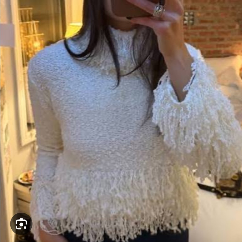 Zara NWT fringe knit jumper sweater 4737/102 - Picture 2 of 14